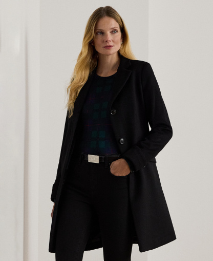Lauren Ralph Lauren Women's Single-Breasted Walker Coat, Created for Macy's - Black
