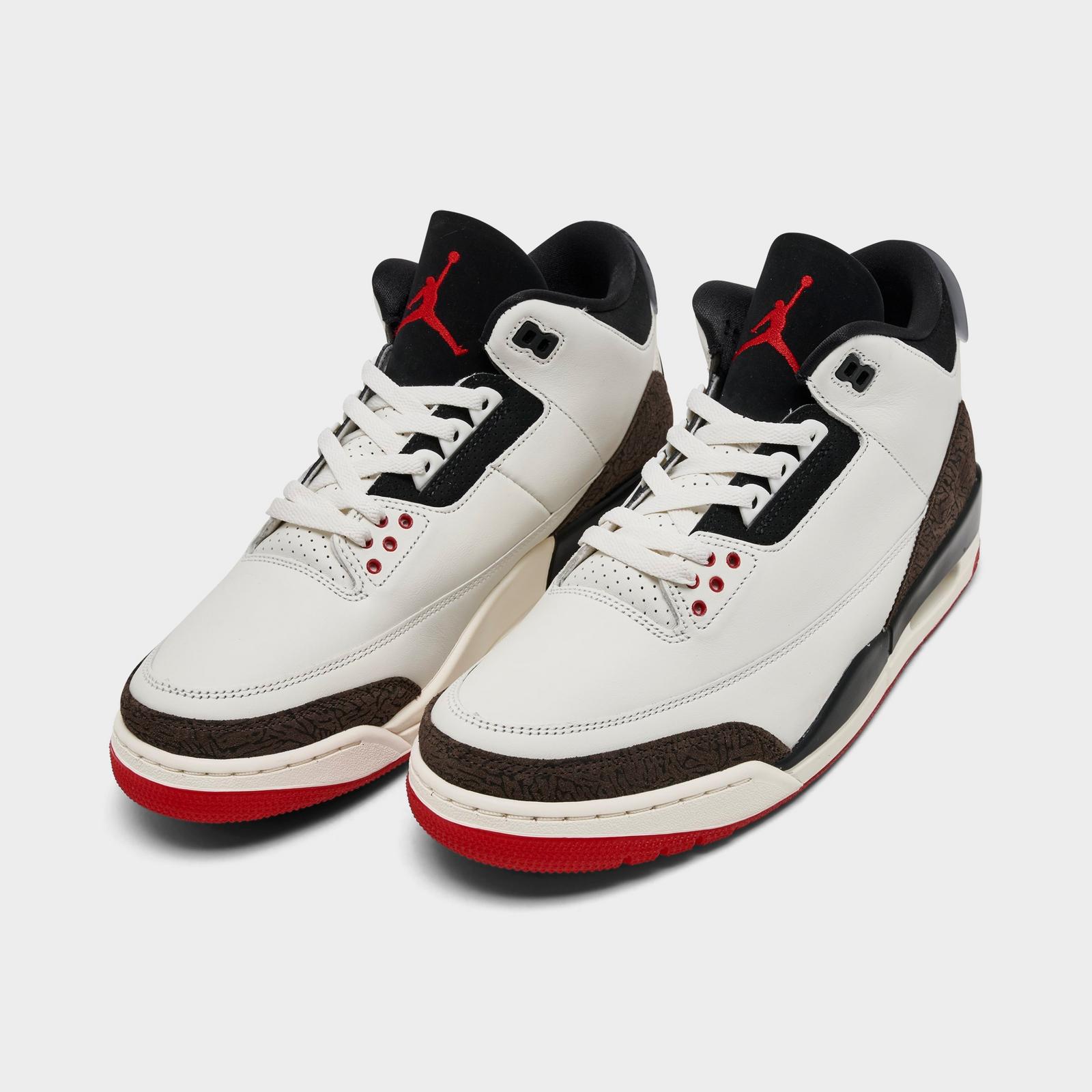 Men's Air Jordan Retro 3 Basketball Shoes - Sail/Black/University Red/Pale Ivory/Palomino - view 2