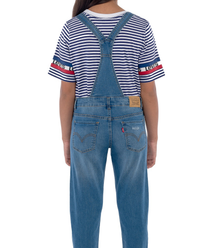 Levi's Big Girls Adjustable Waistband Girlfriend Denim Overalls - 452 C SKY