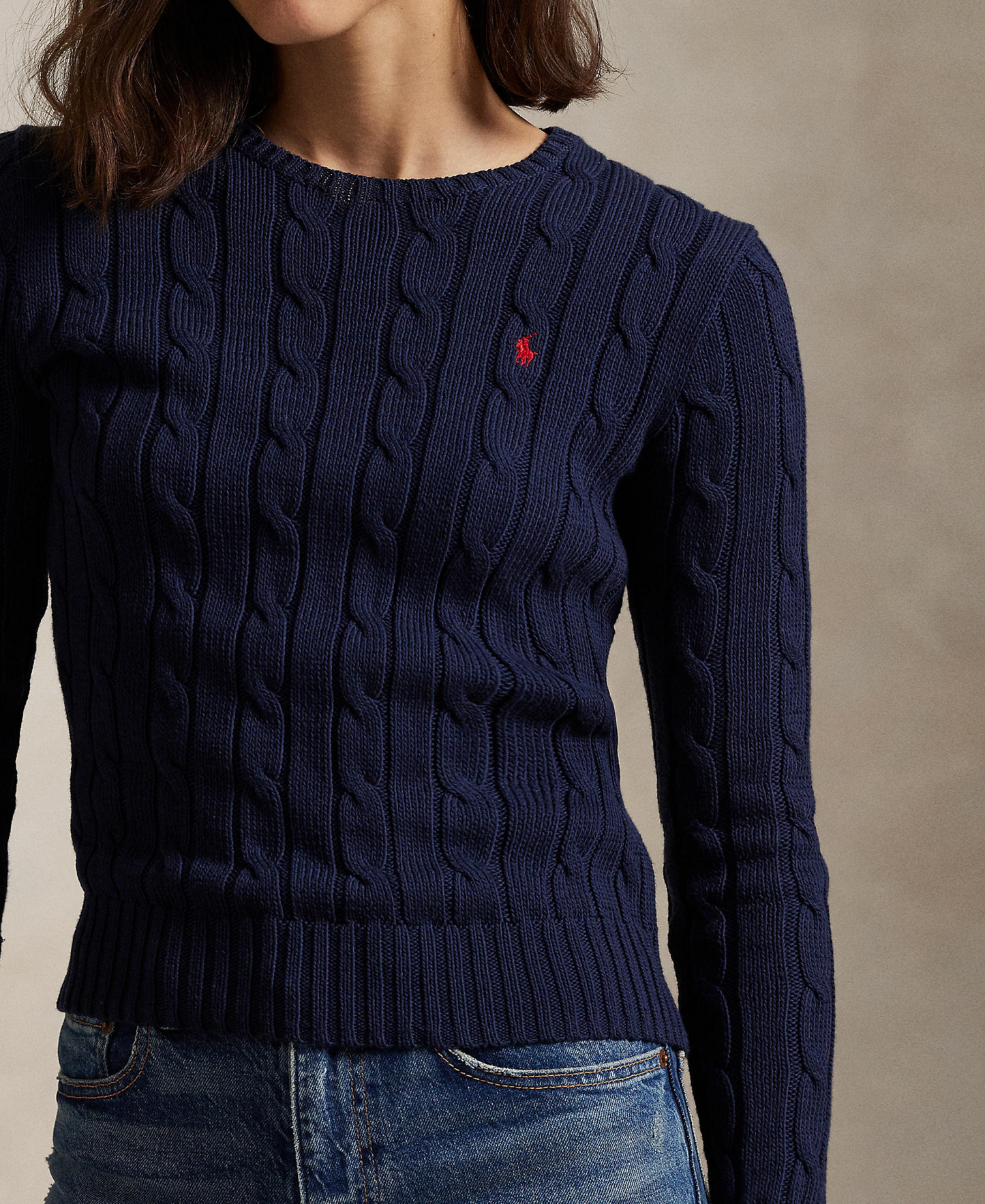 Polo Ralph Lauren Women's Cable-Knit Cotton Crewneck Sweater - Hunter Navy