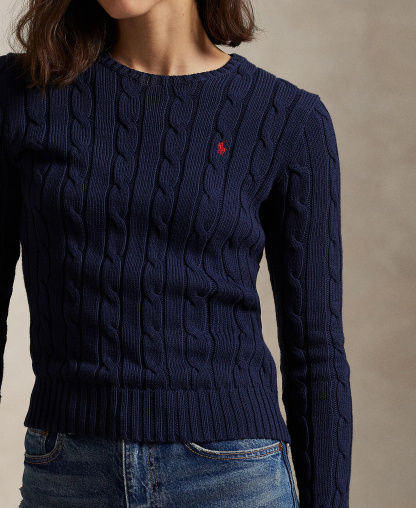 Polo Ralph Lauren Women's Cable-Knit Cotton Crewneck Sweater - Hunter Navy