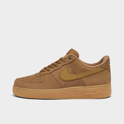 Men's Nithtke Air Force 1 '07 WB Casual Shoes - Flax/Wheat/Gum Light Brown/Black - Left shoe facing left. Outside of the shoe.