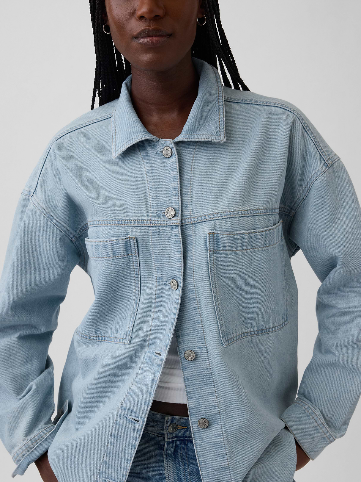 Denim Oversized Shirt Jacket - light wash