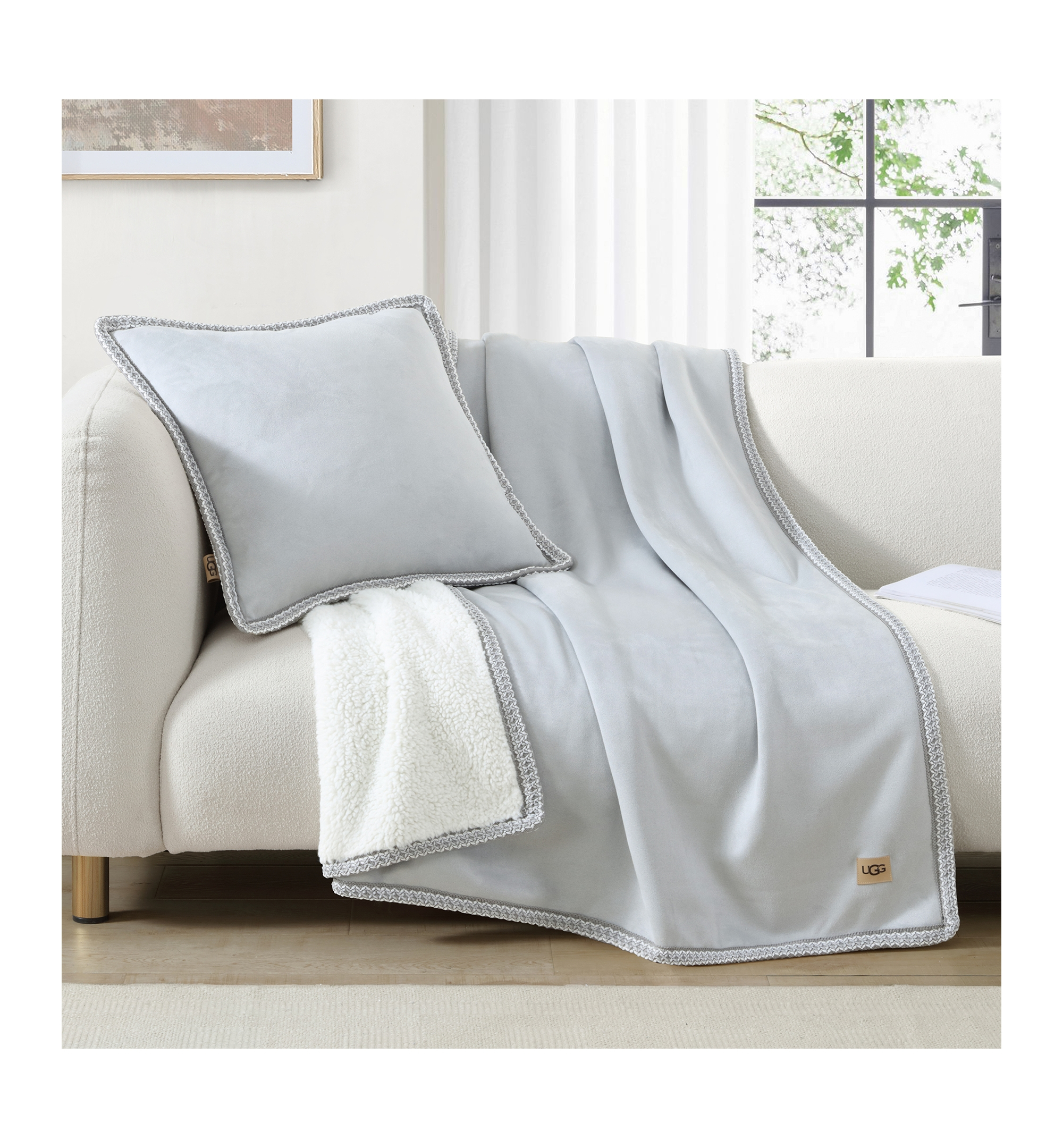 UGG® Kirkwood UGG Braid Decorative Pillow, 20" x 20" - Gray Violet