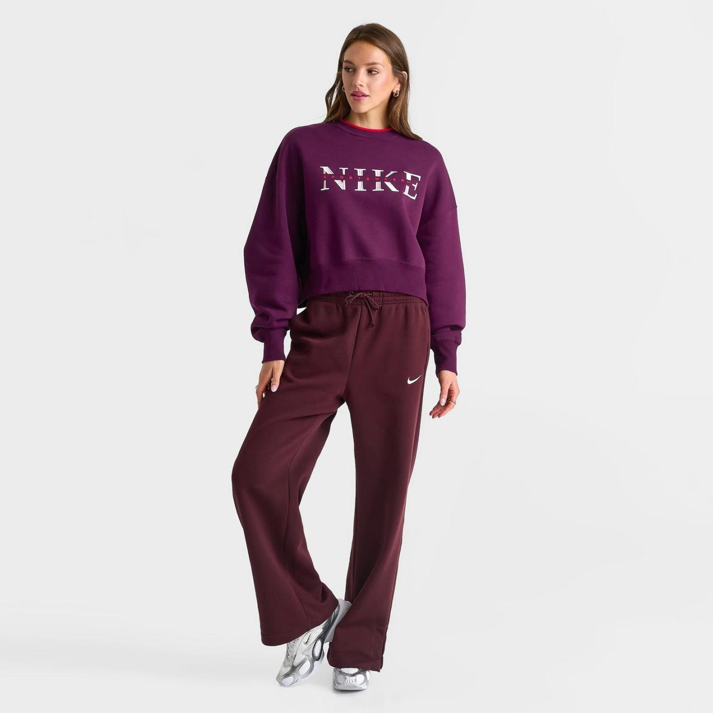 Women's Nike Sportswear Phoenix Fleece Oversized Crewneck Sweatshirt - Bordeaux