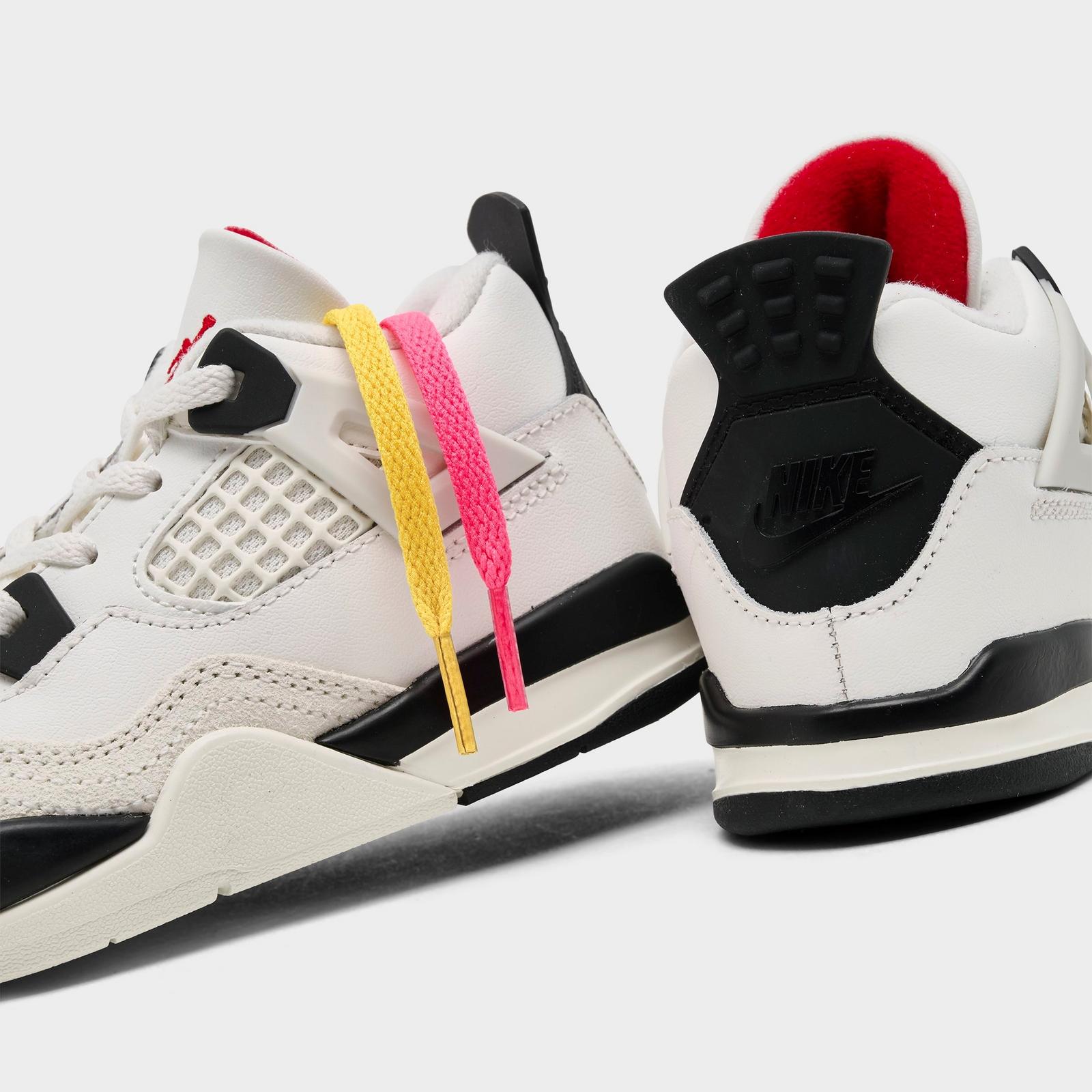 Kids' Toddler Air Jordan Retro 4 Basketball Shoes - Sail/University Red/Black - view 3