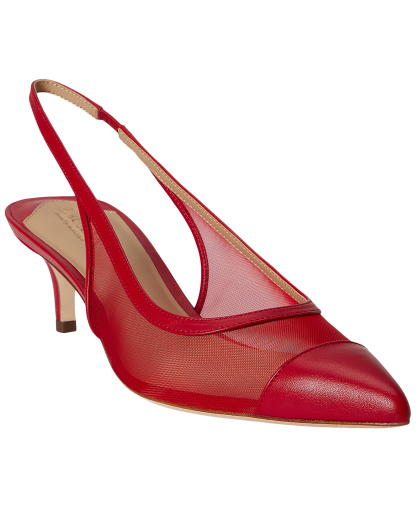 Lauren Ralph Lauren Women's Lolah Mesh and Nappa Slingback Pumps - Festive Red