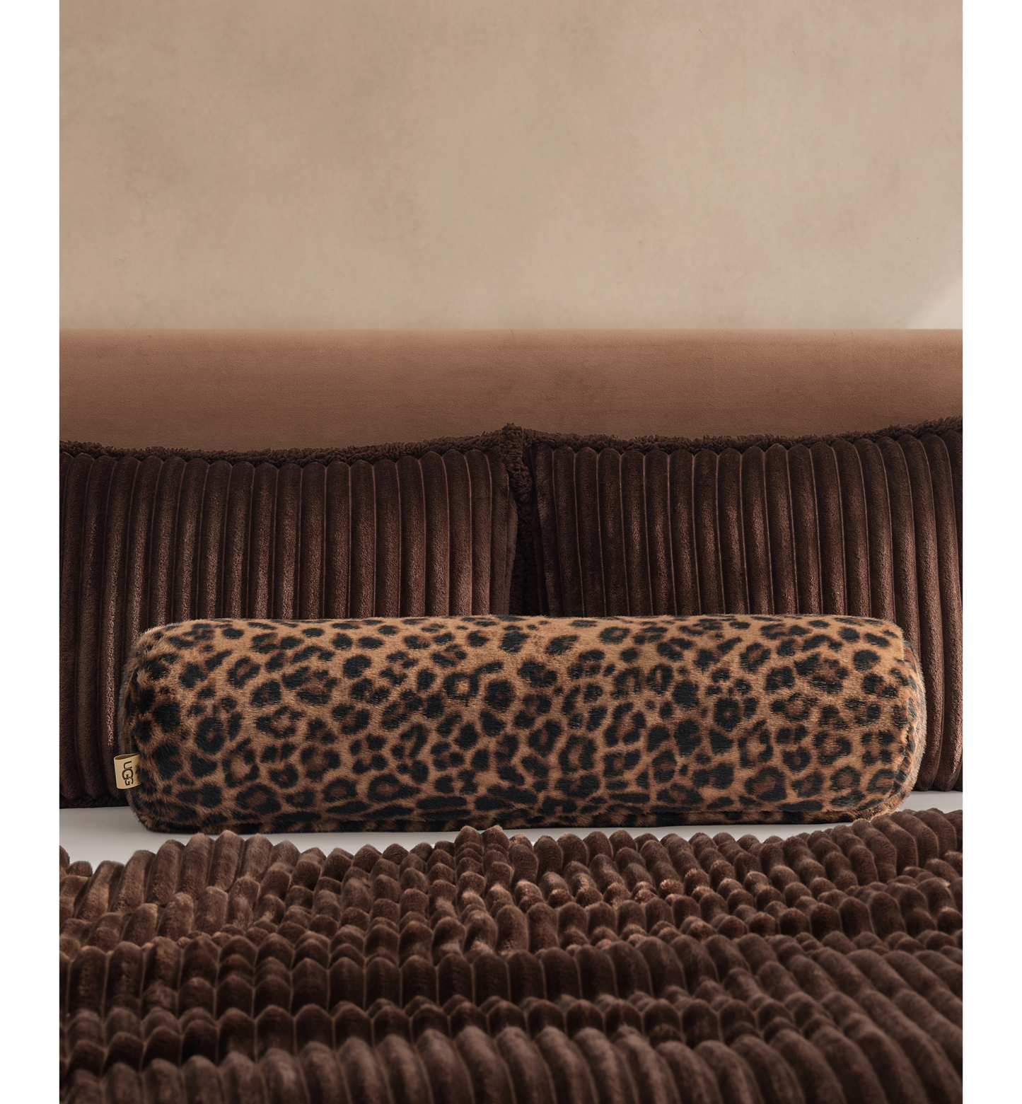 UGG® Everett Cow Pillow, 36" x 8" - Black Leopard