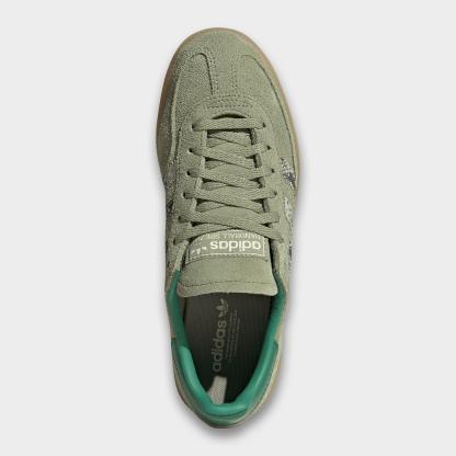 Women's adidas Originals Handball Spezial Casual Shoes - Part 1 - Tent Green/Linen Green/Blanch Green - Top view