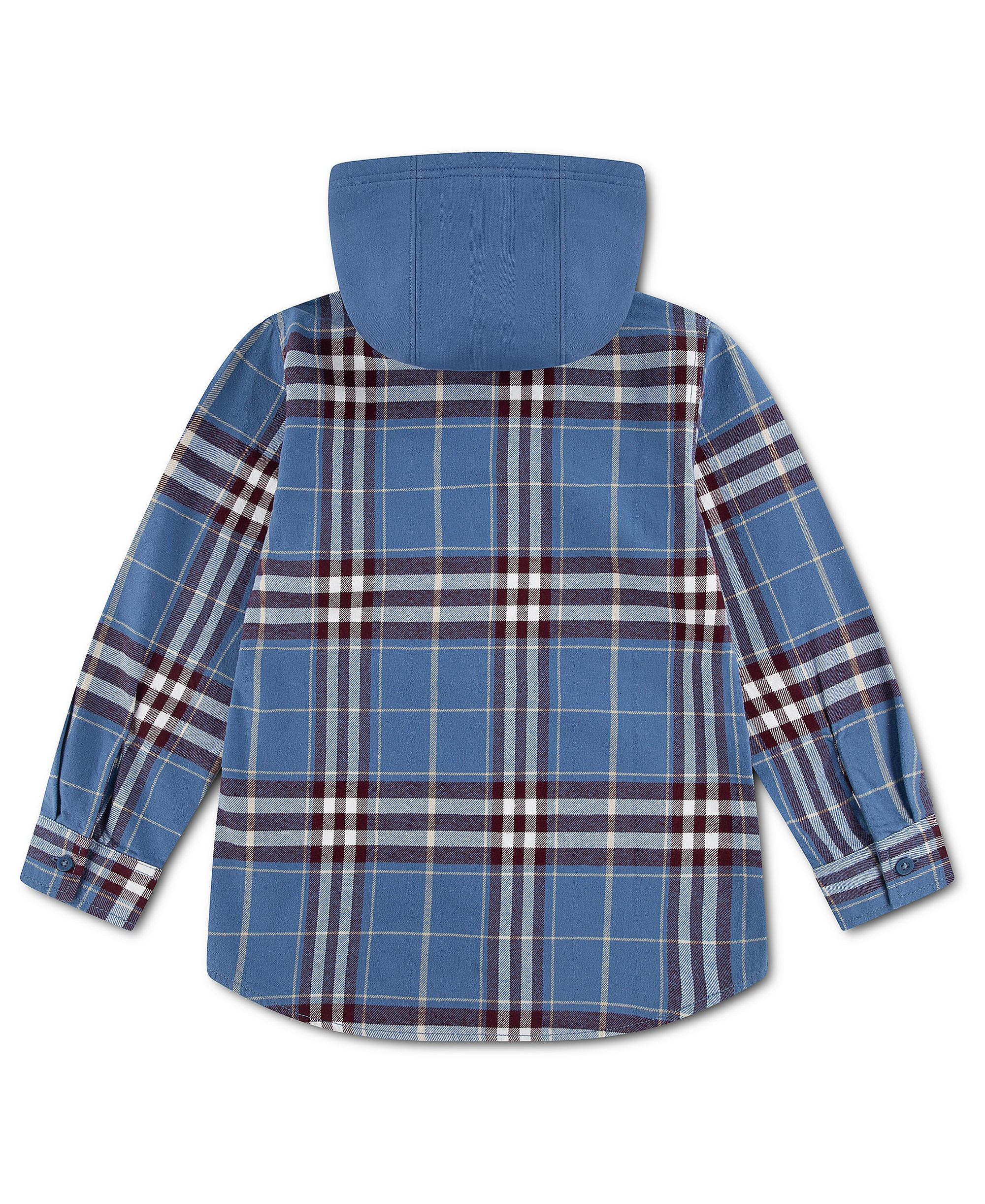 Levi's Boys' 2T-7 Hooded Plaid Flannel Shirt - Moonlight Blue