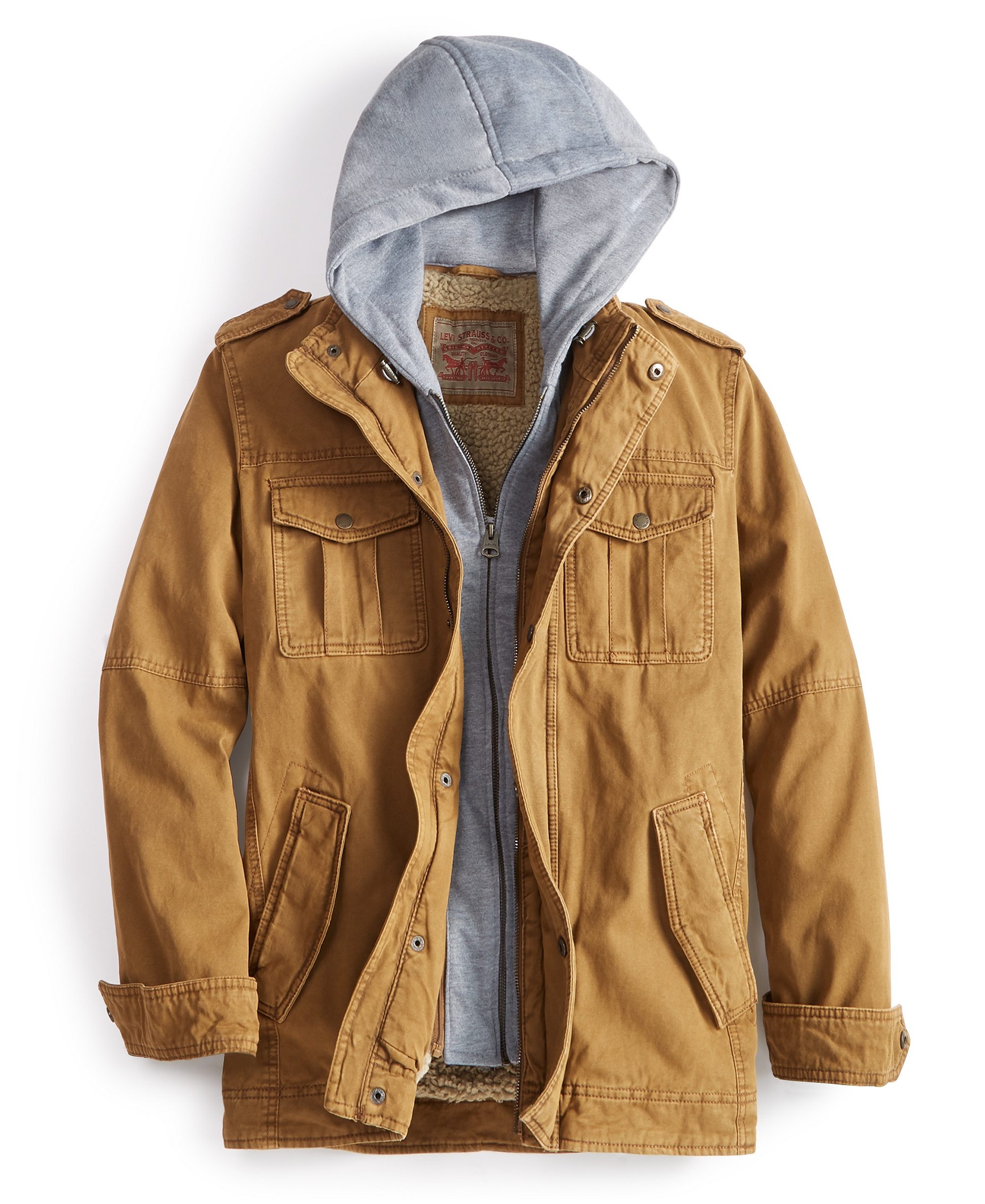 Levi's Men's Two Pocket Hooded Trucker Jacket - Worker Brown
