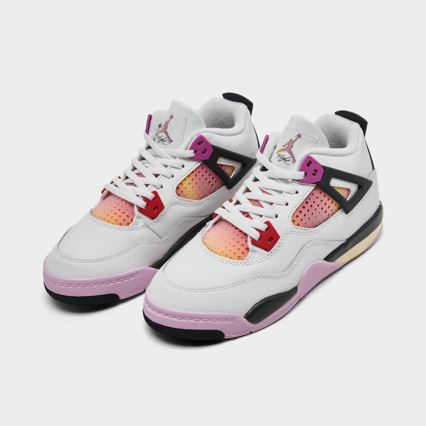 Little Kids' Air Jordan Retro 4 Basketball Shoes - Off White/Anthracite/Fire Pink - view 2