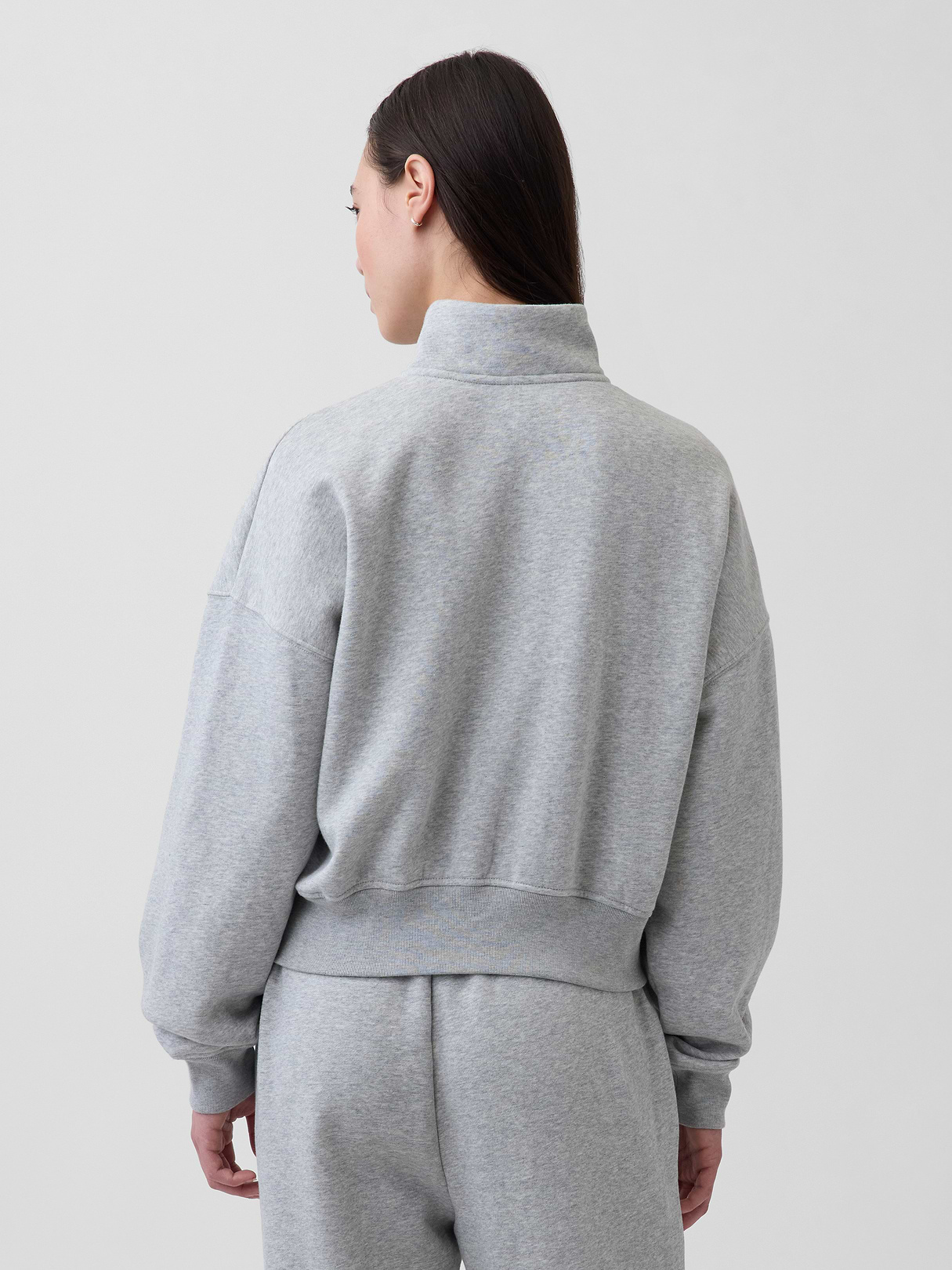VintageSoft Oversized Half-Zip Wedge Pullover - Heather grey