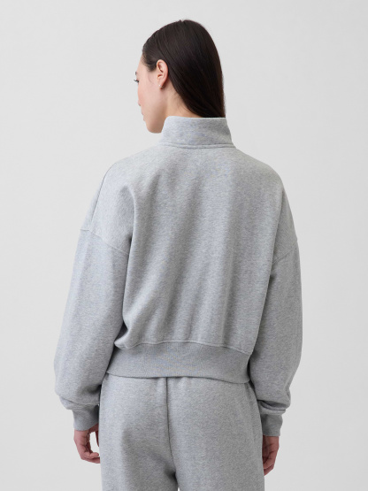 VintageSoft Oversized Half-Zip Wedge Pullover - Heather grey