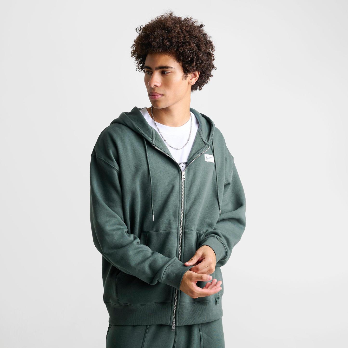 Men's Nithtke Sportswear Swoosh Box Full-Zip Hoodie - Vintage Green