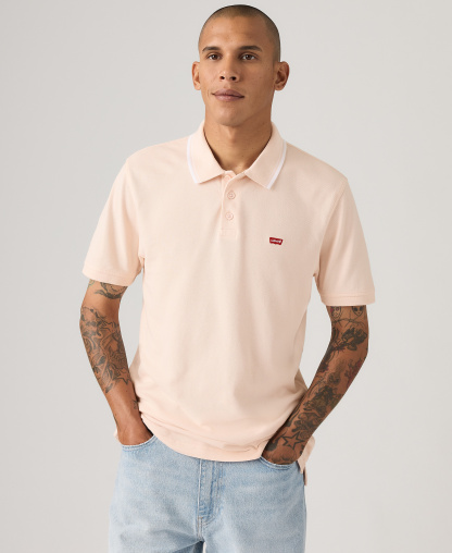 Levi's Men's Housemark Short-Sleeve Polo Shirt - Pink Stripe