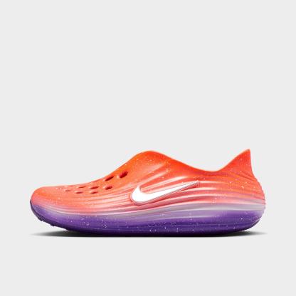 Men's Nithtke ReactX Rejuven8 Recovery Casual Shoes - Part 1 - Safety Orange/Court Purple/White/Metallic Silver - Left shoe facing left. Outside of the shoe.