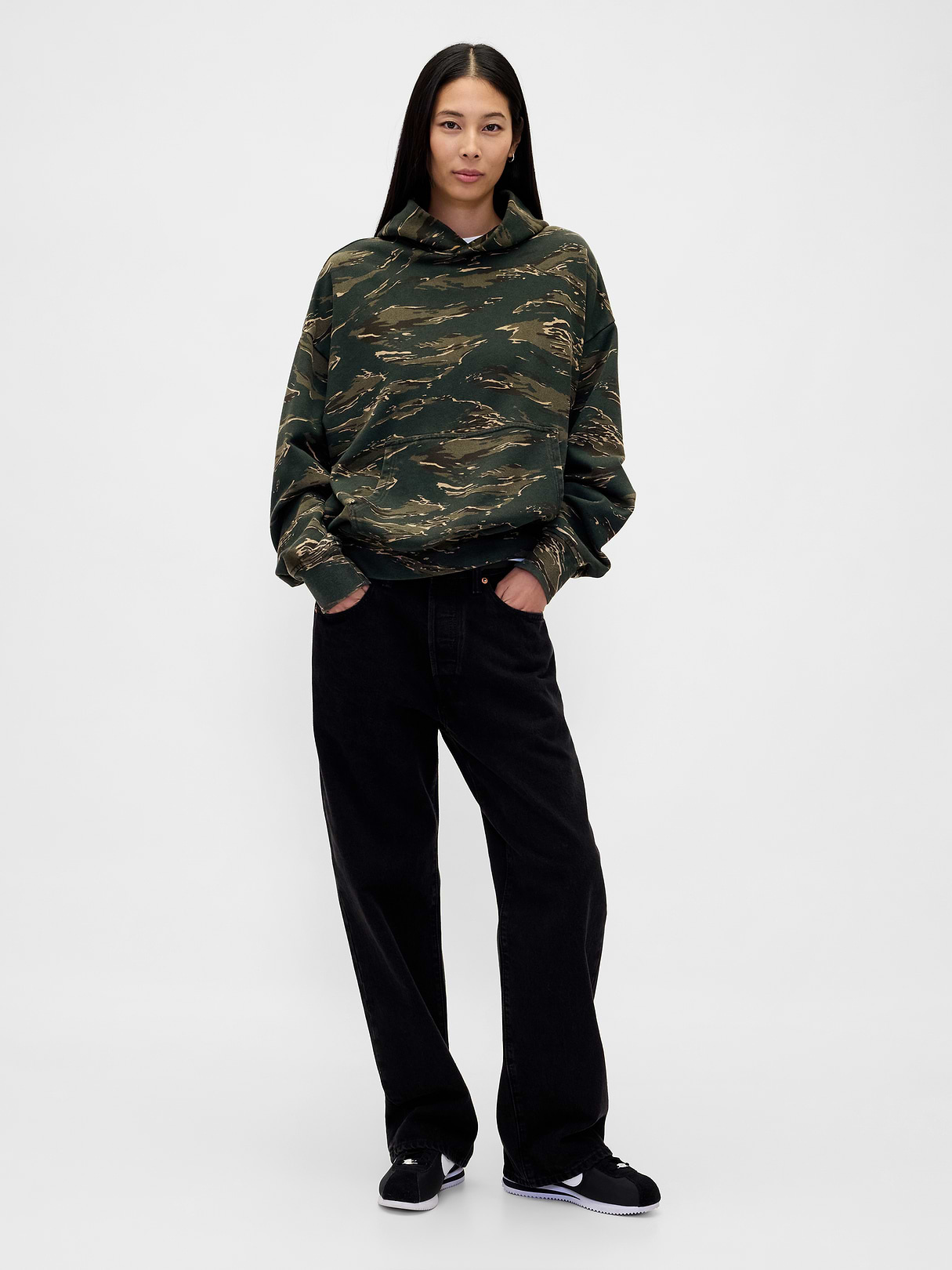 Adult Heavyweight Oversized Hoodie - black camo