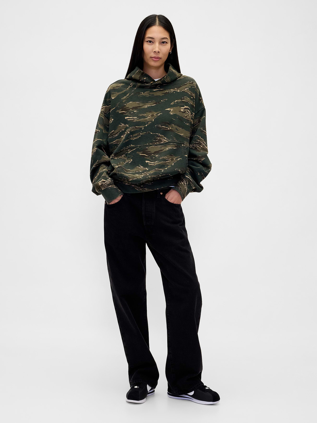 Adult Heavyweight Oversized Hoodie - black camo