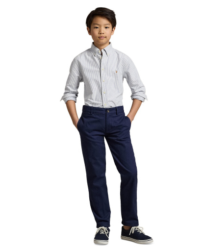 Polo Ralph Lauren 8-20 Boys' Embroidered Pony Logo Cotton Oxford Shirt - Light Blue Stripe