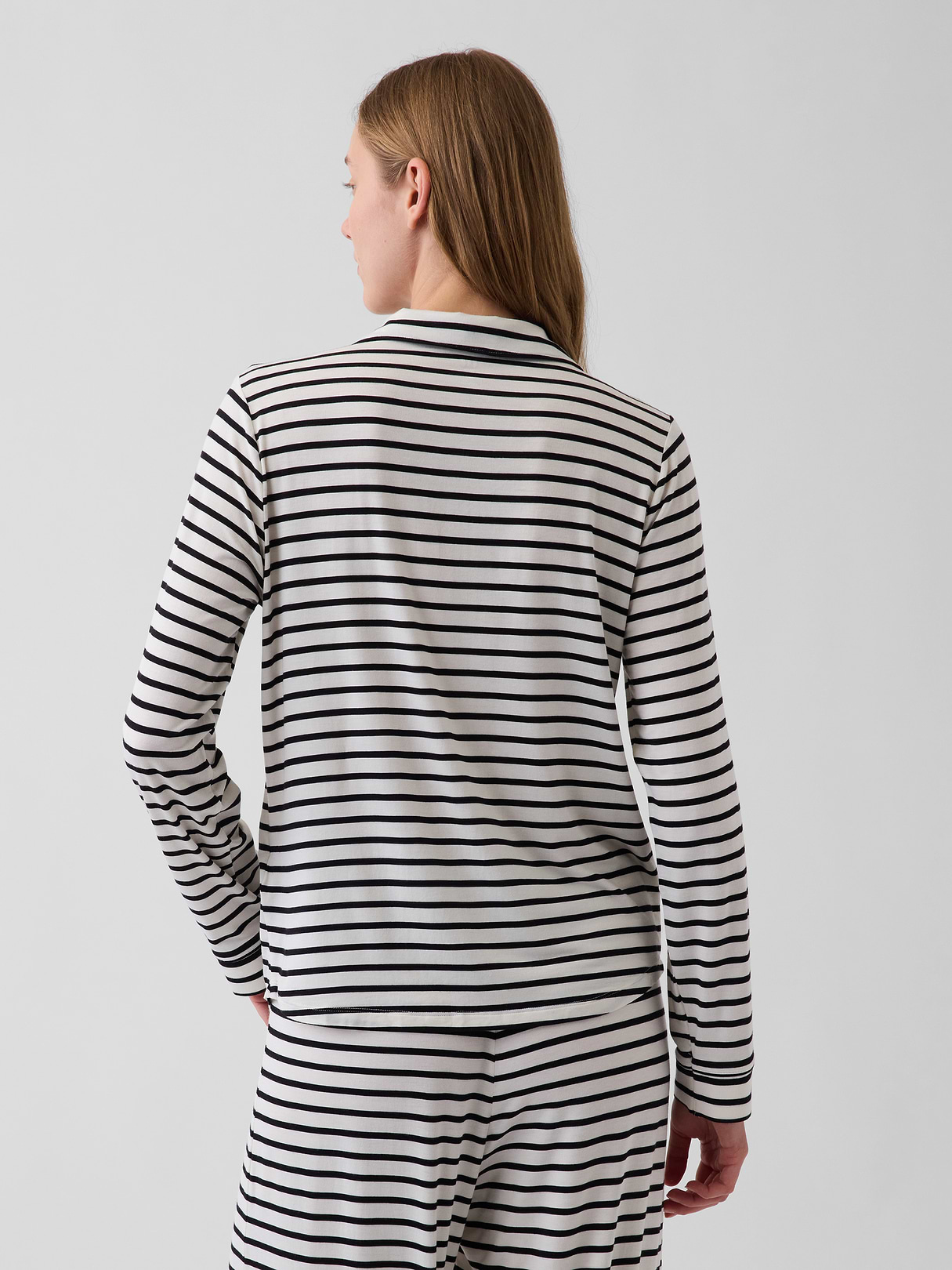 SoftMade Modal PJ Top - Black & off white stripe