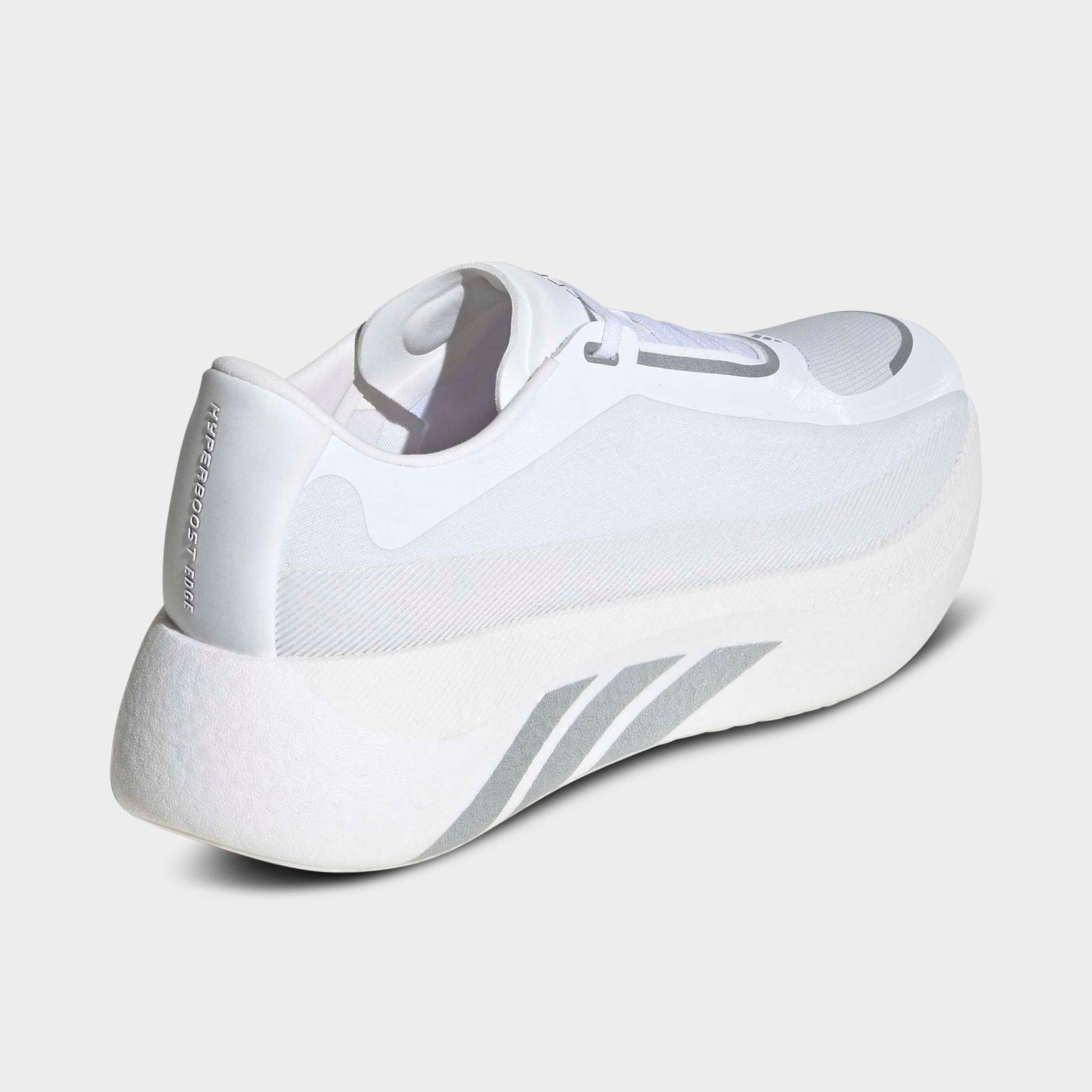 Men's adidas Hyperboost Edge Running Shoes - Part 1 - Cloud White/Silver Metallic/Zero Metallic - Back view