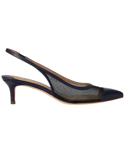 Lauren Ralph Lauren Women's Lolah Mesh and Nappa Slingback Pumps - Refined Navy