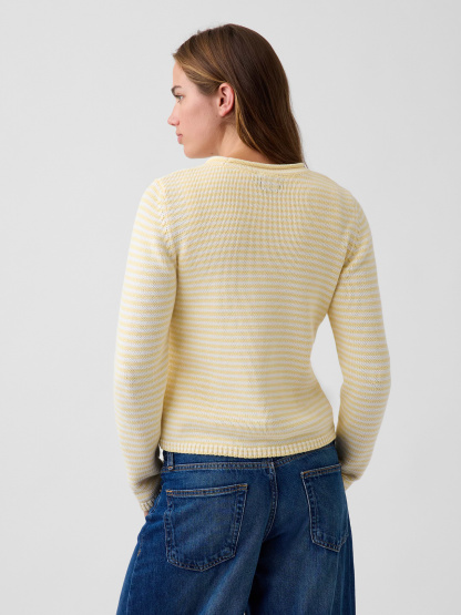 100% Cotton Rollneck Sweater - Yellow stripe