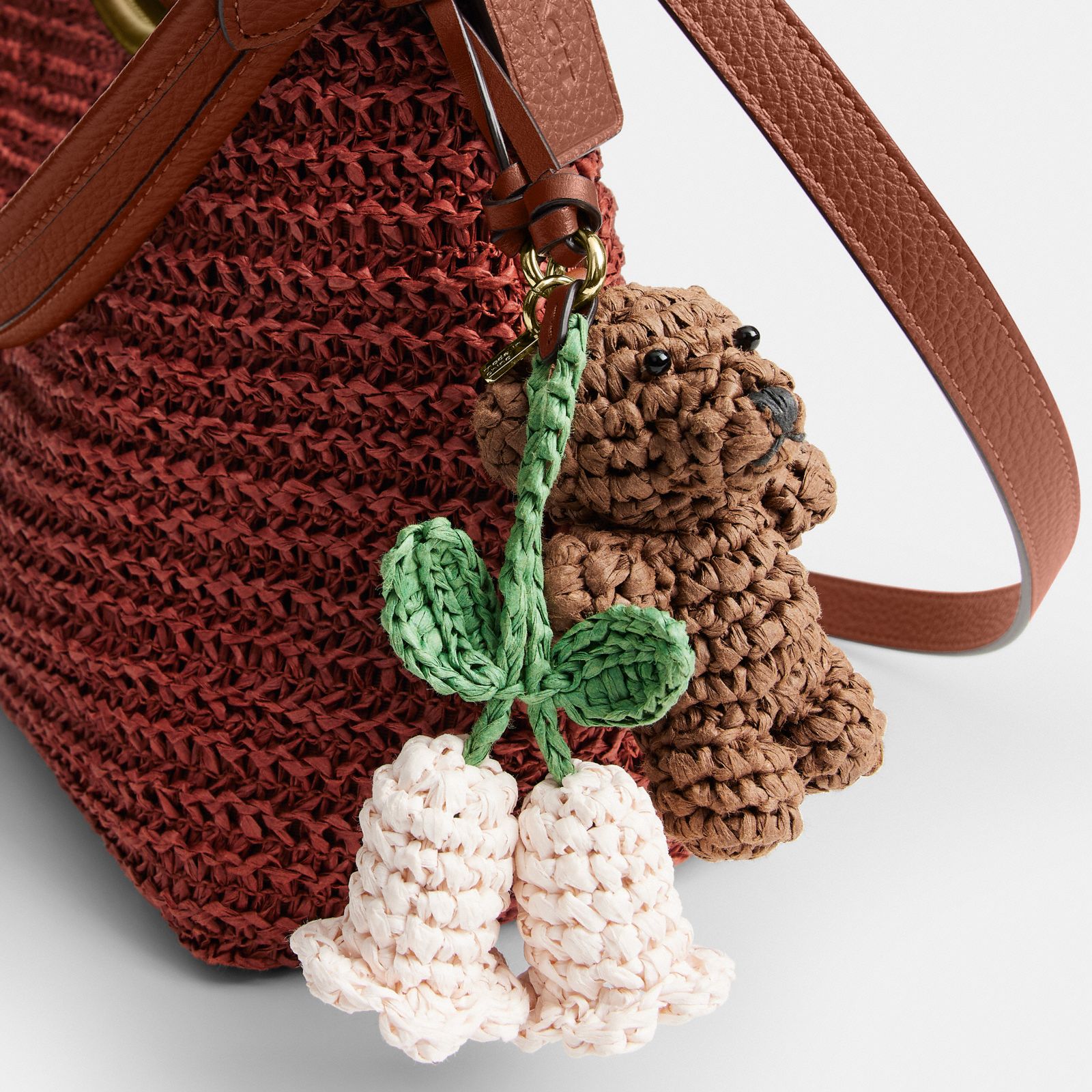 Laurel Shoulder Bag With Charms - Gold/Russet - view 8