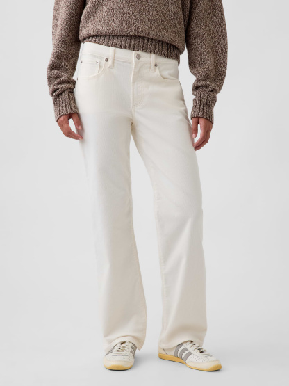 Mid Rise Relaxed Straight Jeans - Ivory beige frost