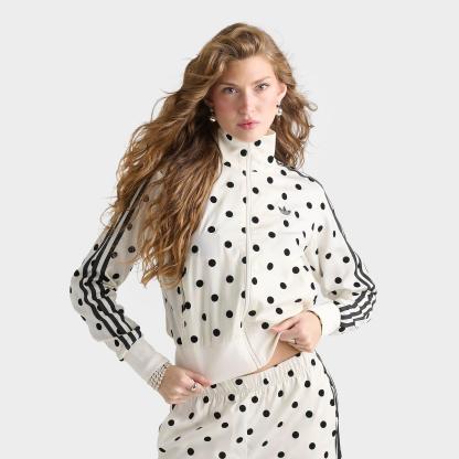 Women's adidas Originals Firebird Polka Dot Satin Track Jacket - Off White