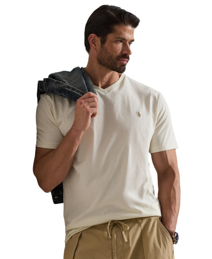 Polo Ralph Lauren Men's Big & Tall V-Neck T-Shirt - Parachment Cream/C8634