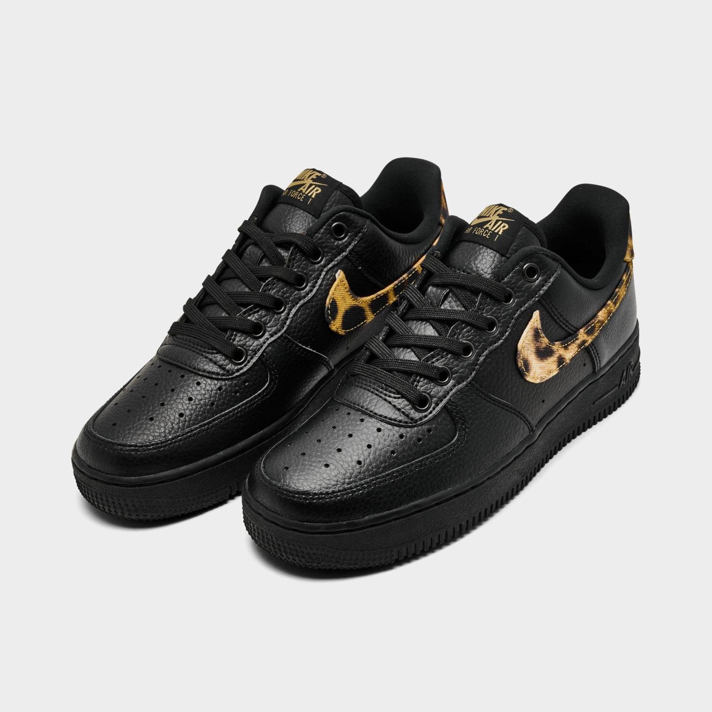 Women's Nithtke Air Force 1 '07 SE Print Casual Shoes - Black/Wheat/Desert Ochre/Multi-Color - Both shoes facing left
