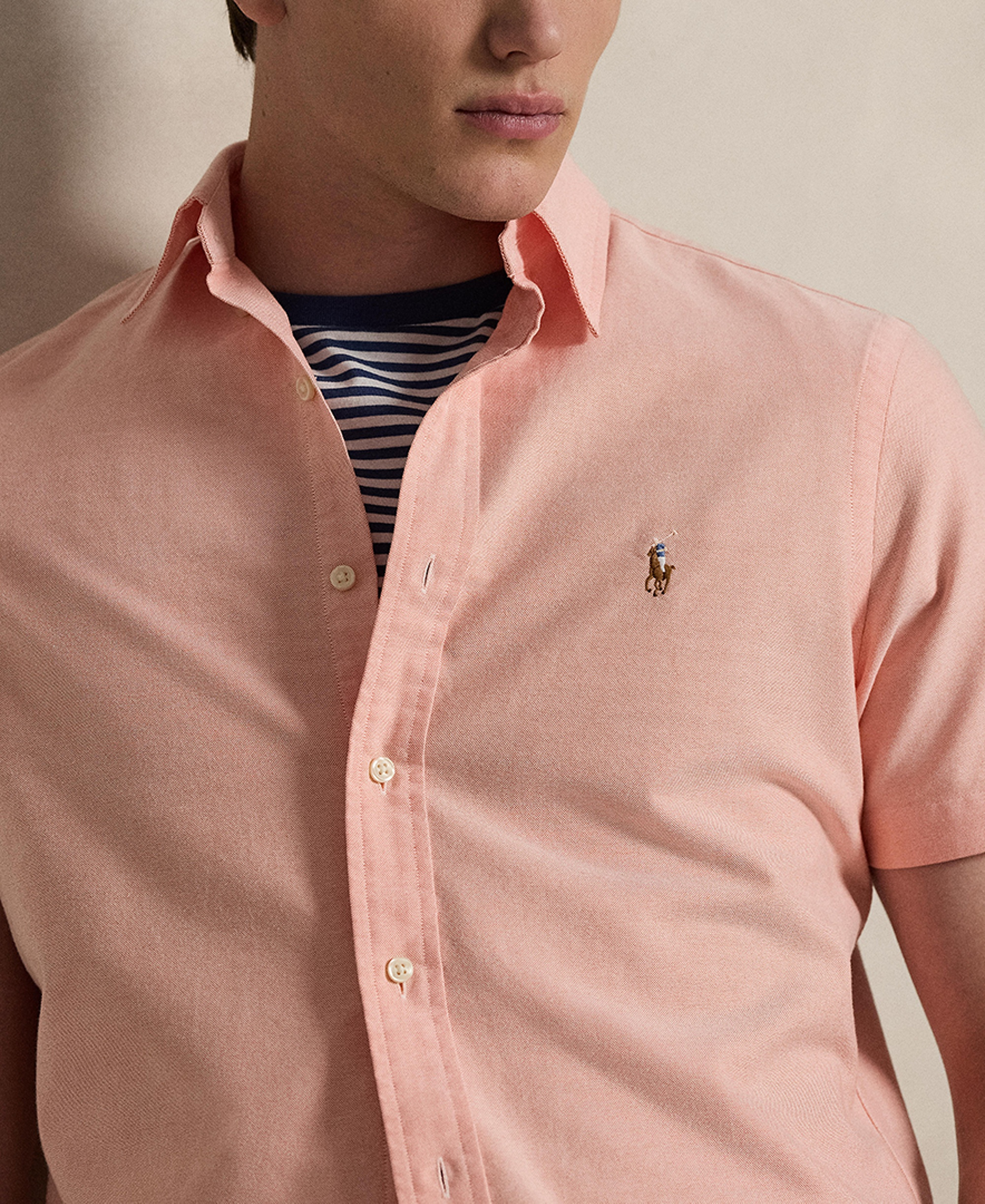 Polo Ralph Lauren Men's Classic-Fit Short-Sleeve Oxford Shirt - Peach
