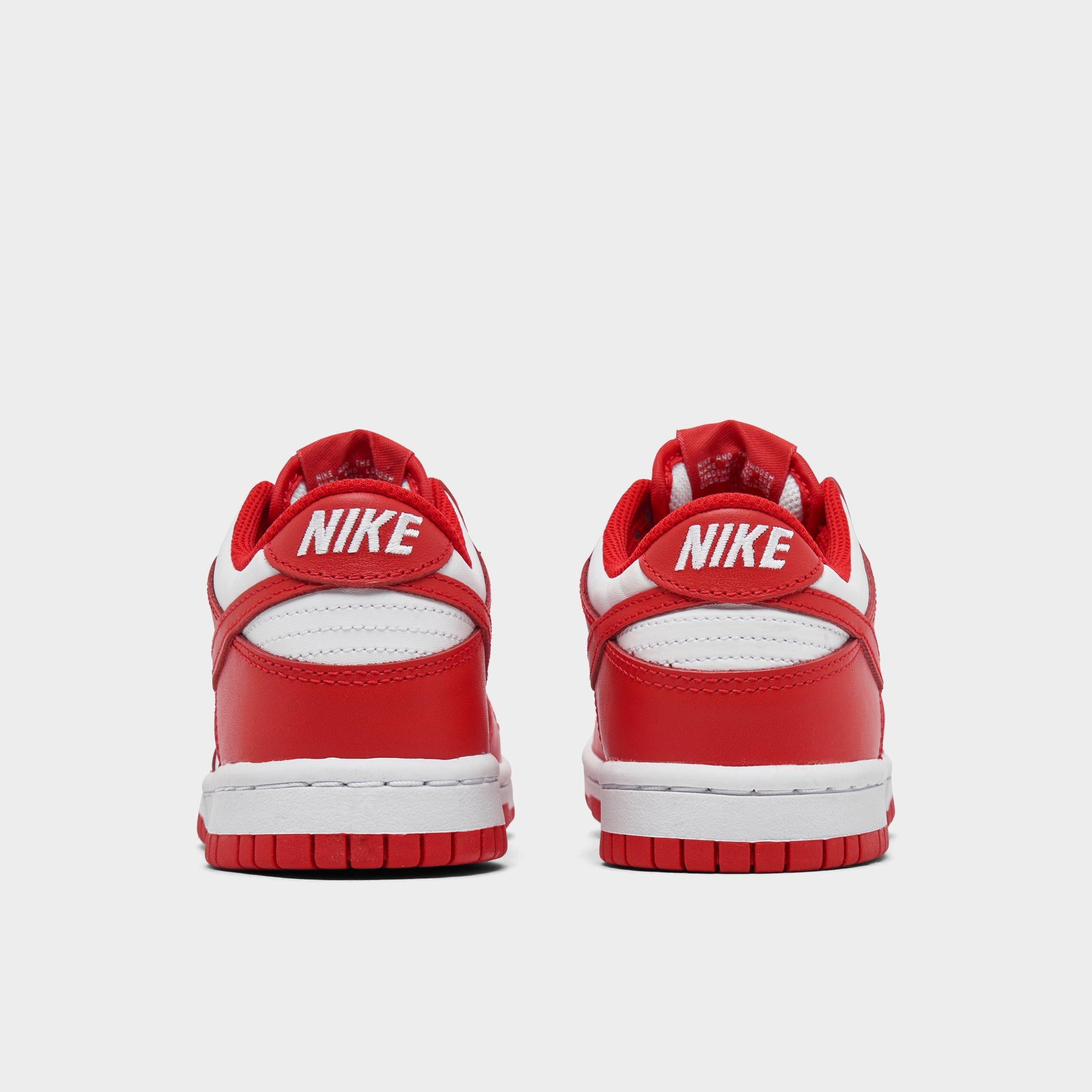Big Kids' Nithtke Dunk Low Casual Shoes - Part 1 - White/University Red - Back view