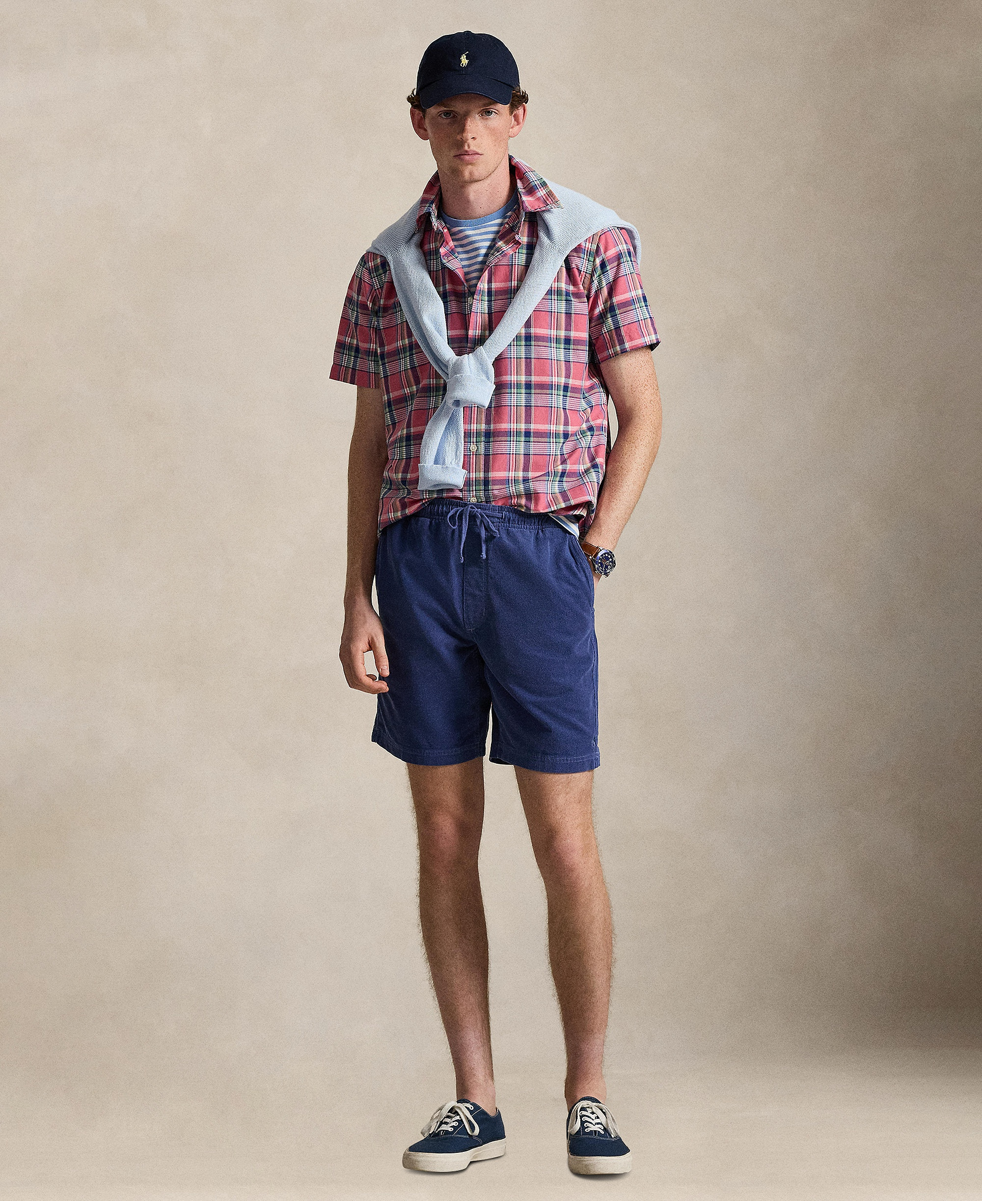 Polo Ralph Lauren Men's Classic-Fit Short-Sleeve Oxford Shirt - Pink Blue Multi