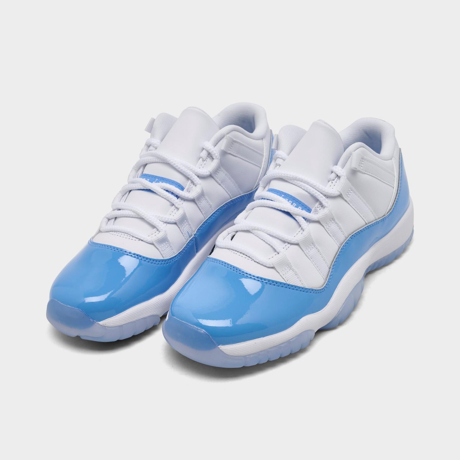 Big Kids' Air Jordan Retro 11 Low Basketball Shoes - White/University Blue/Black - Left shoe facing left. Outside of the shoe. - view 2