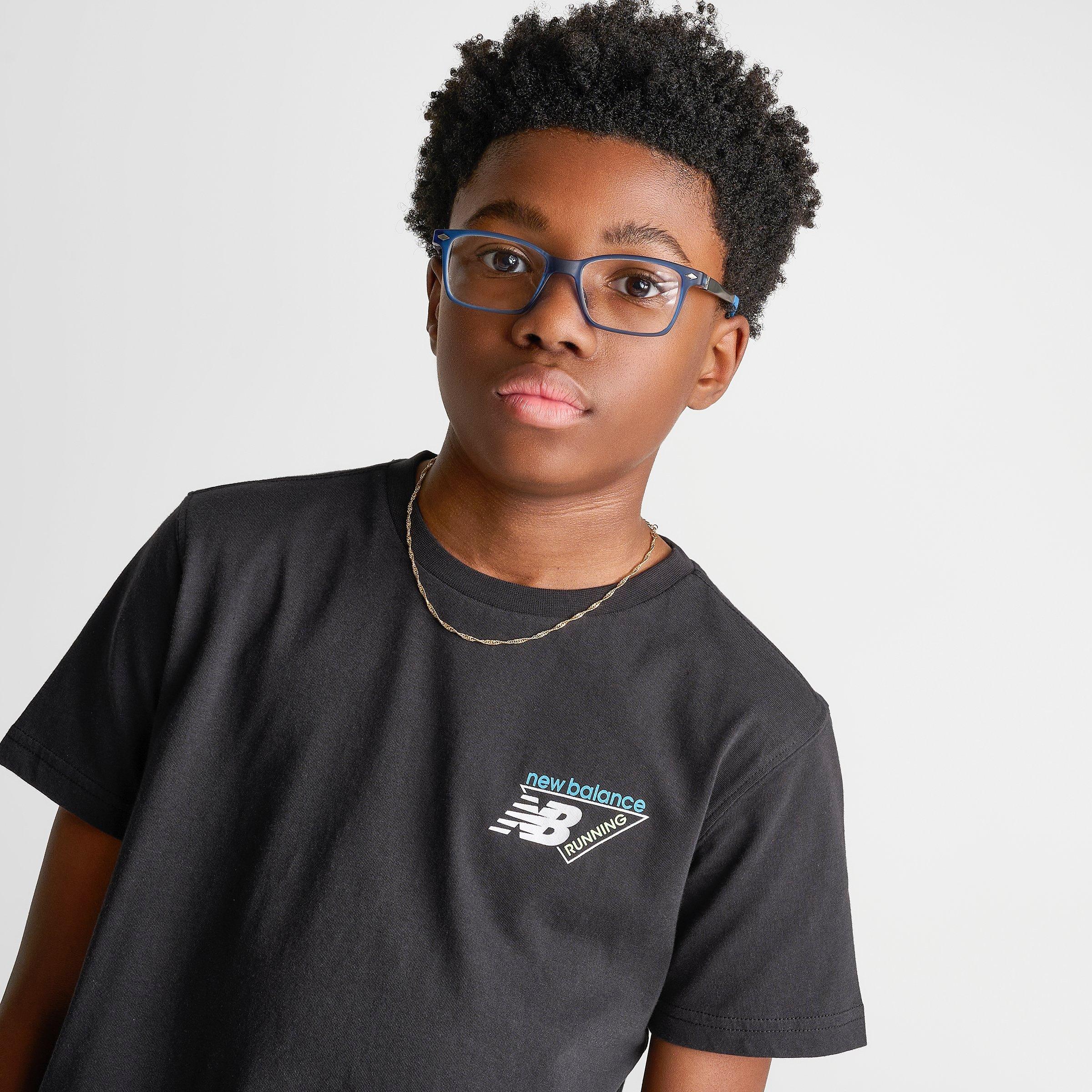 Big Kids' New Balance Running Triangle T-Shirt - Caviar - view 6