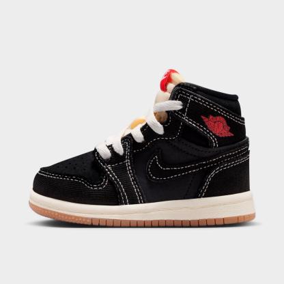 Kids' Toddler Air Jordan Retro 1 High OG Casual Shoes - Black/University Red/Sail/Gum Medium Brown - view 1