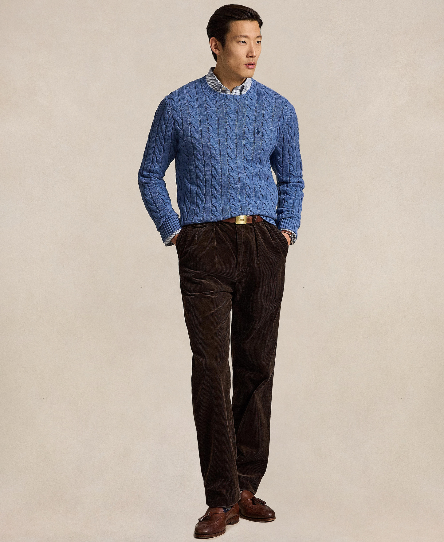Polo Ralph Lauren Men's Cable-Knit Cotton Sweater - Blue Borage Heather