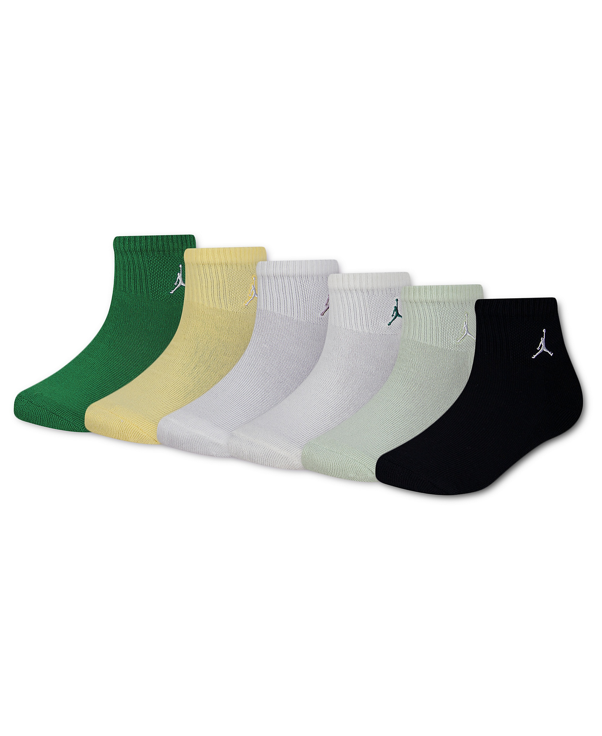 Jordan Boys' 7-11 Ankle Socks, 6-Pack - Lucky Green/White/Black/yellow