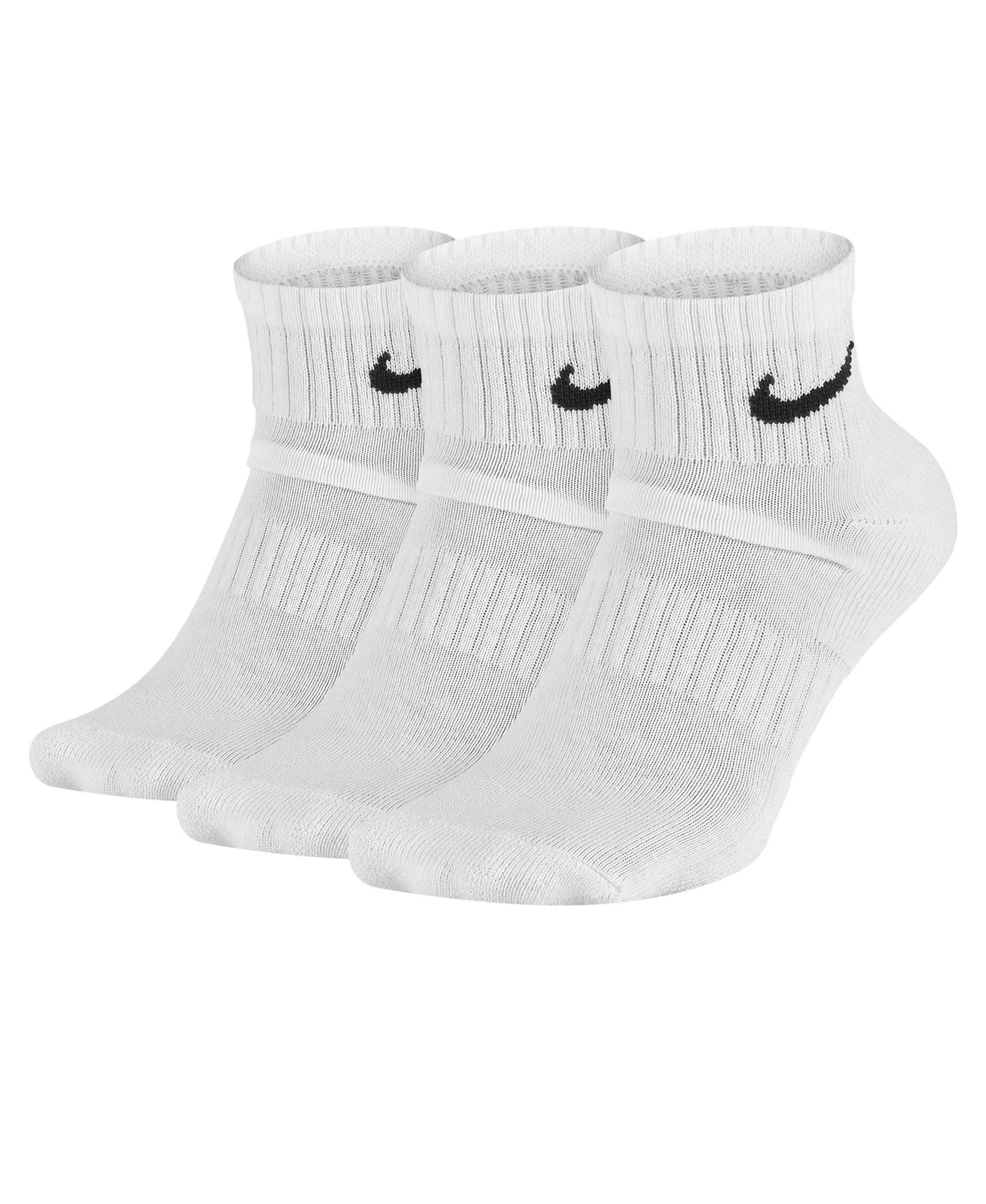Nike Unisex Quarter Ankle Socks, 3-Pack - White/black