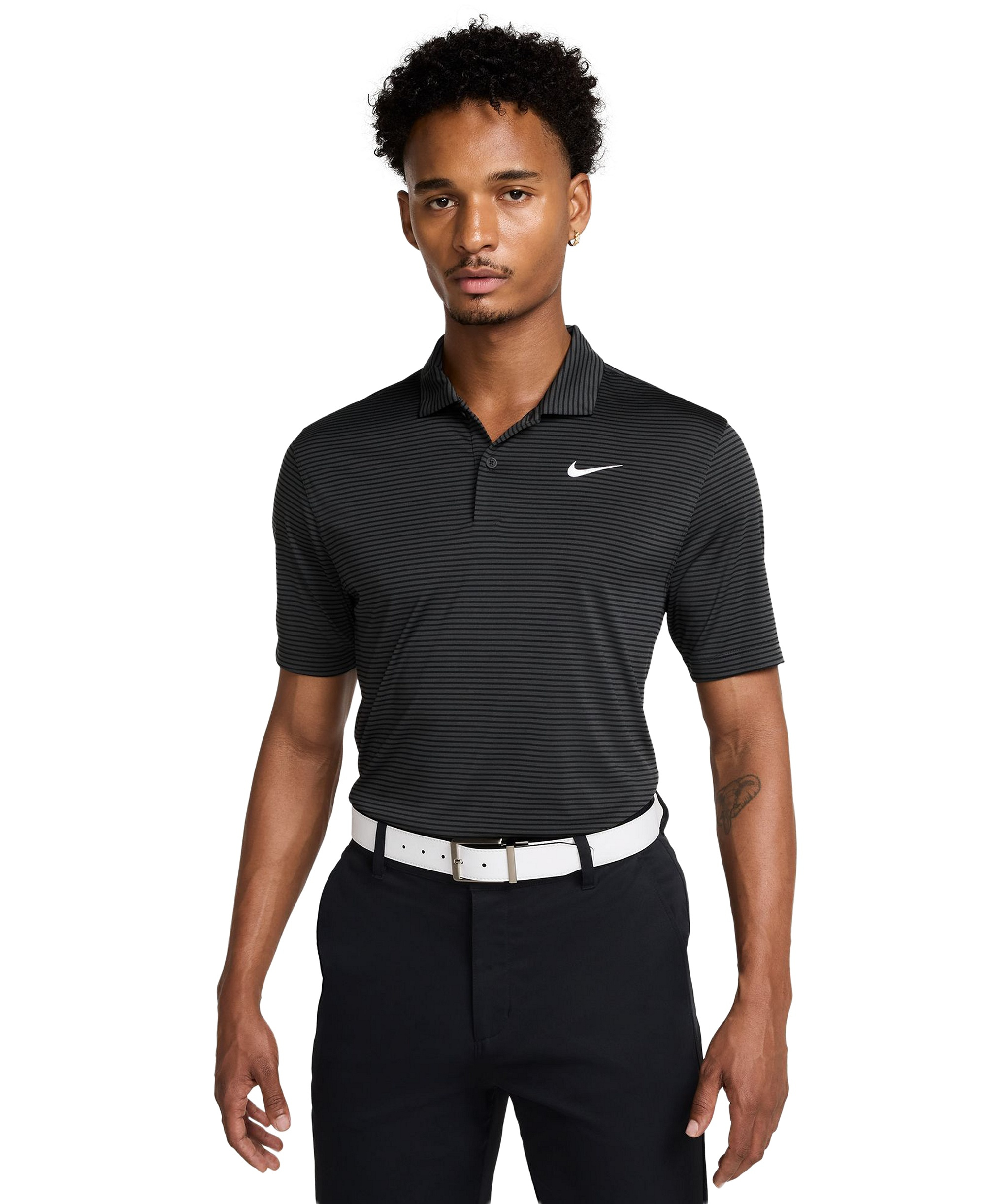 Nike Men's Relaxed Fit Core Dri-FIT Short Sleeve Golf Polo Shirt - Anthracite/Black/White