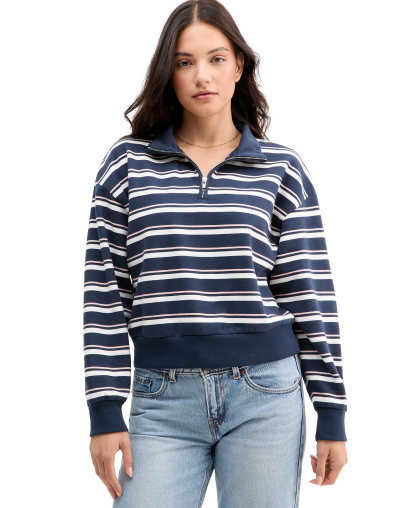 Levi's Women's Cotton-Blend Everyday Sweatshirt - Ruby Stripe Navy Blazer Powder Pink