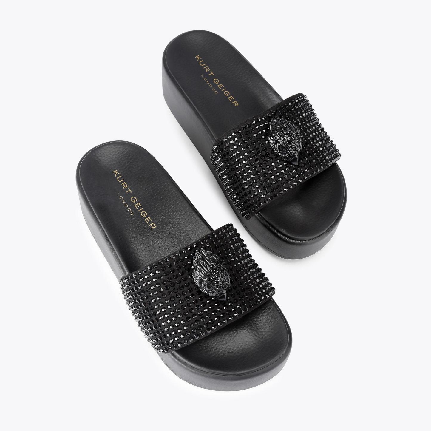 Kurt Geiger London Meena Drench Platform Slide - Black - view 3