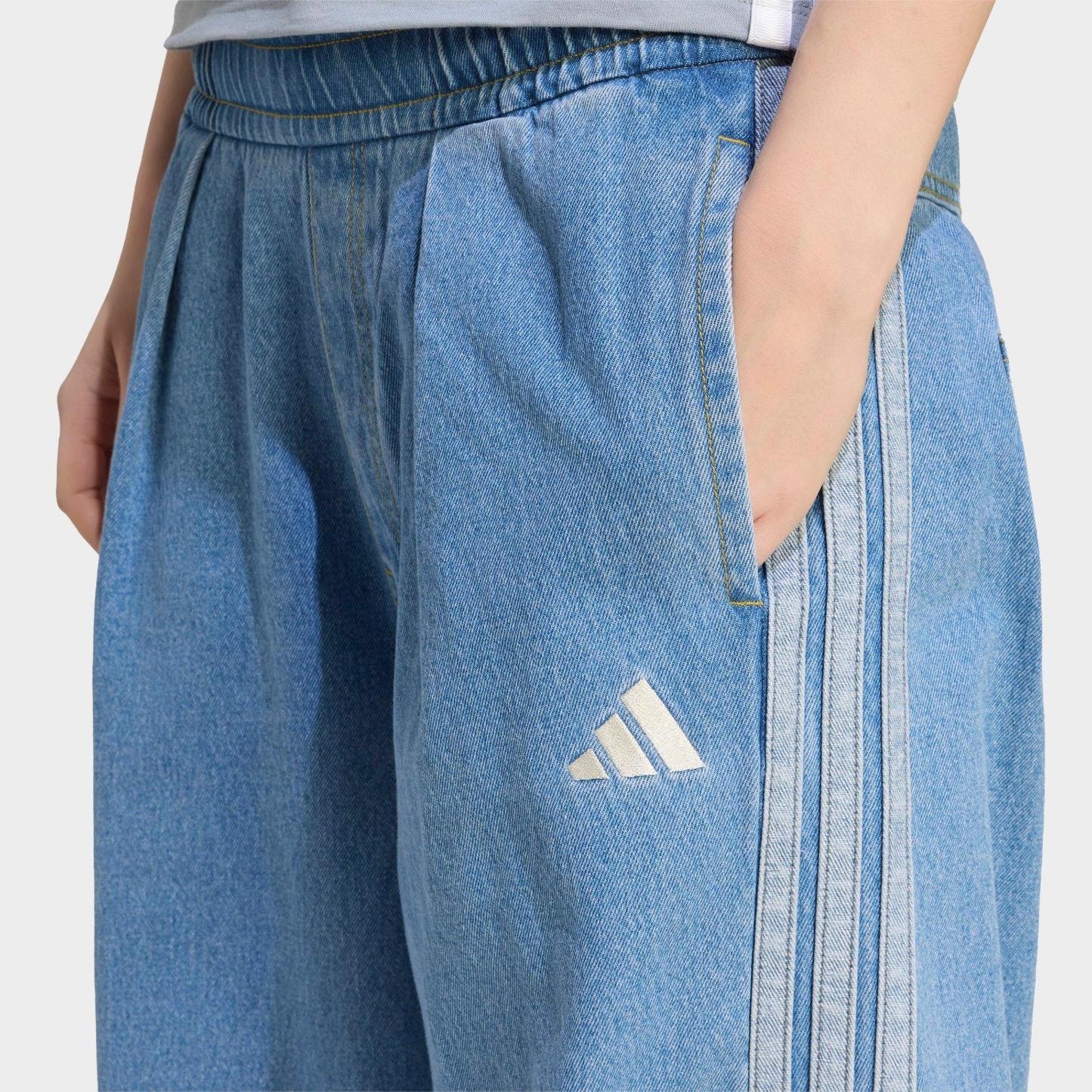 Women's adidas Originals Stadium Washed Loose Denim Pants - Crystal Sky