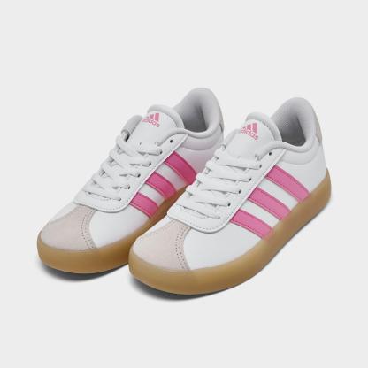 Little Kids' adidas VL Court 3.0 Casual Shoes - Cloud White/Bliss Pink/Alumina - Both shoes facing left