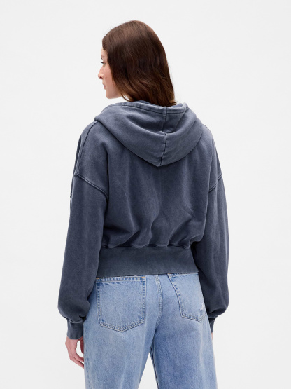 VintageSoft Wedge Zip Hoodie - Tapestry navy blue wash