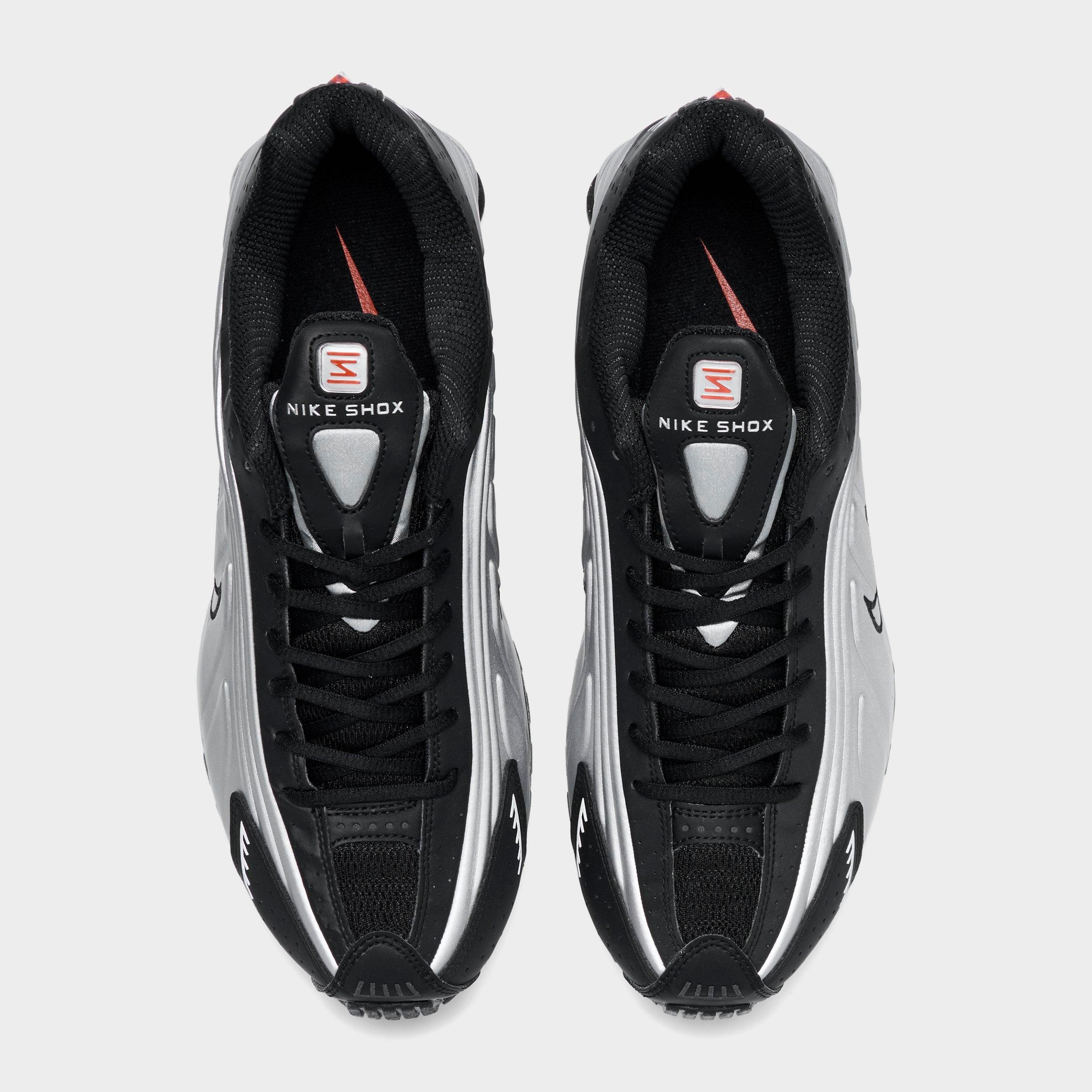 Men's Nithtke Shox R4 Casual Shoes - Metallic Silver/Black/Picante Red/Metallic Silver - Top view