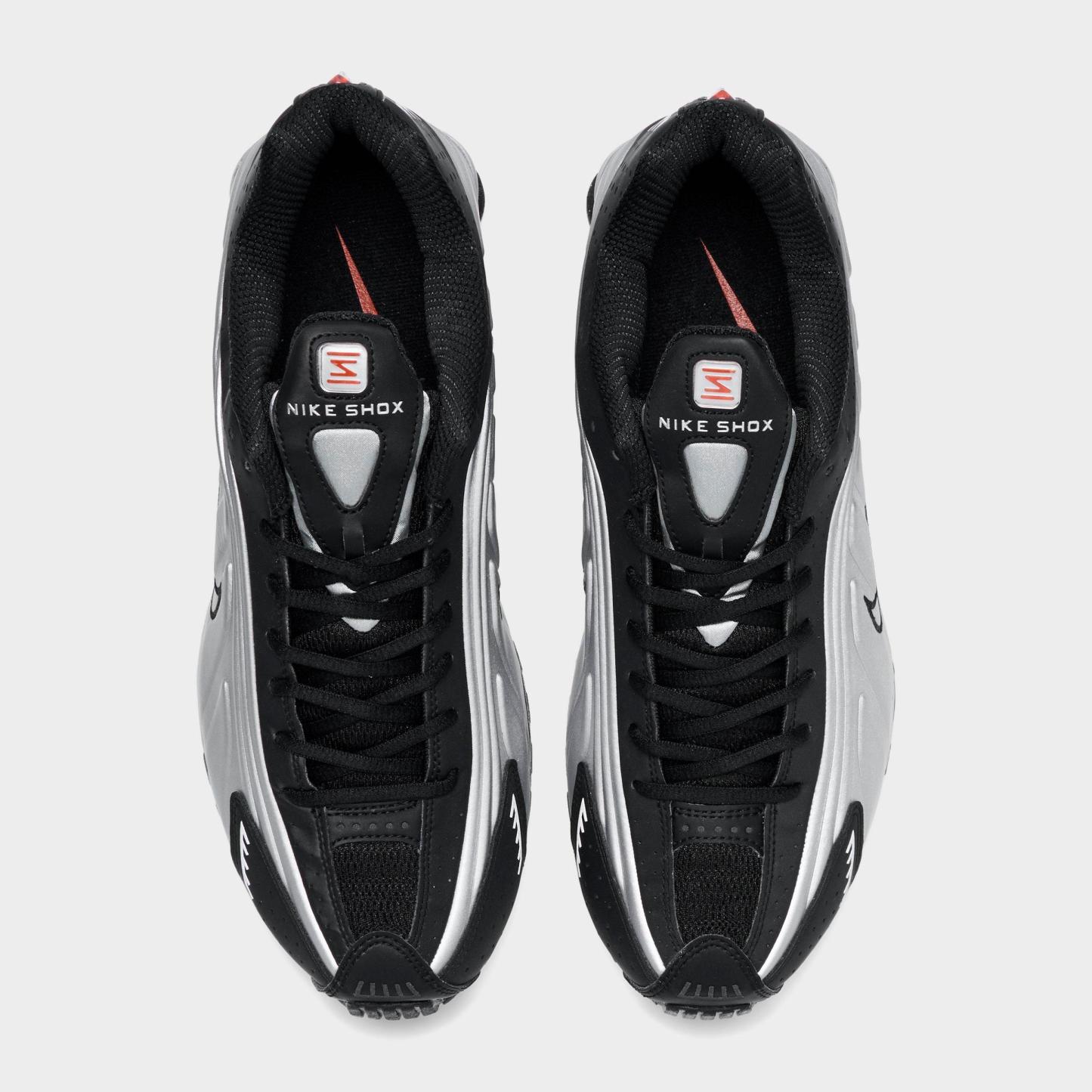 Men's Nithtke Shox R4 Casual Shoes - Metallic Silver/Black/Picante Red/Metallic Silver - Top view